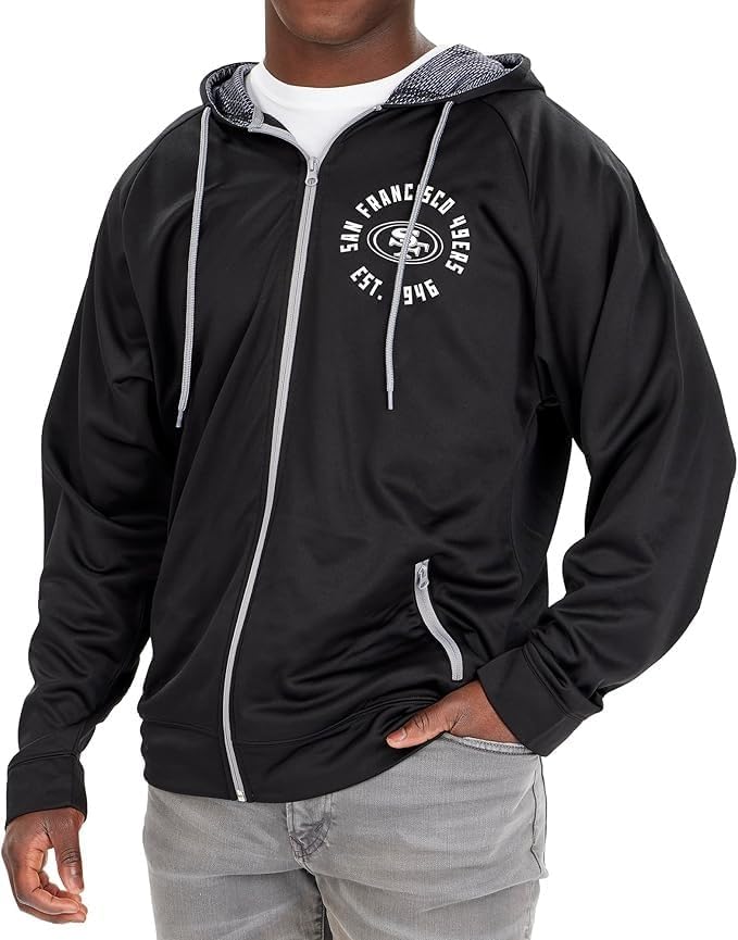 Zubaz NFL Men's Full Zip Raglan Hoodie with Viper Print Details (Small - 5X-Large)