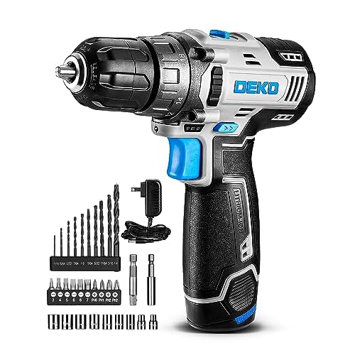 DEKOPRO Cordless Drill, 12V Rechargable Battery Electric Power Impact Drill Driver Set for Home