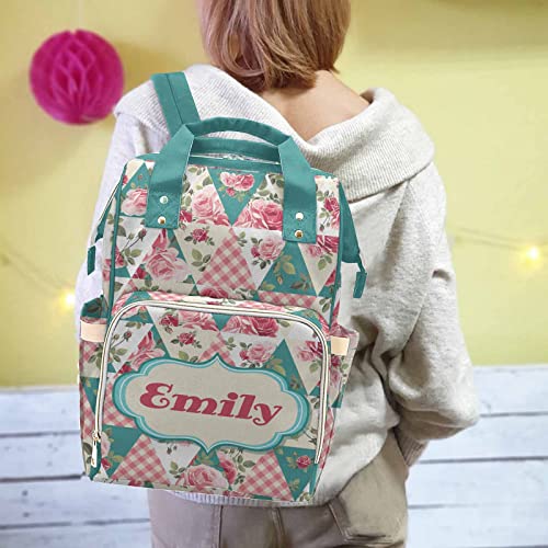 Newcos Personalized Name Diaper Bag with Pink Floral for Women, Customized Casual Nursing Mommy Daypack with Large Capacity for Holiday Mother's Day3