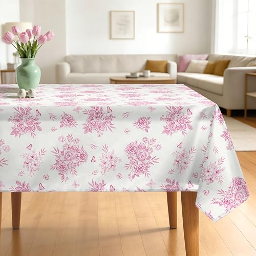Nappe rectangulaire à fleurs lavable pour en finir avec les taches sur la table de cuisine
