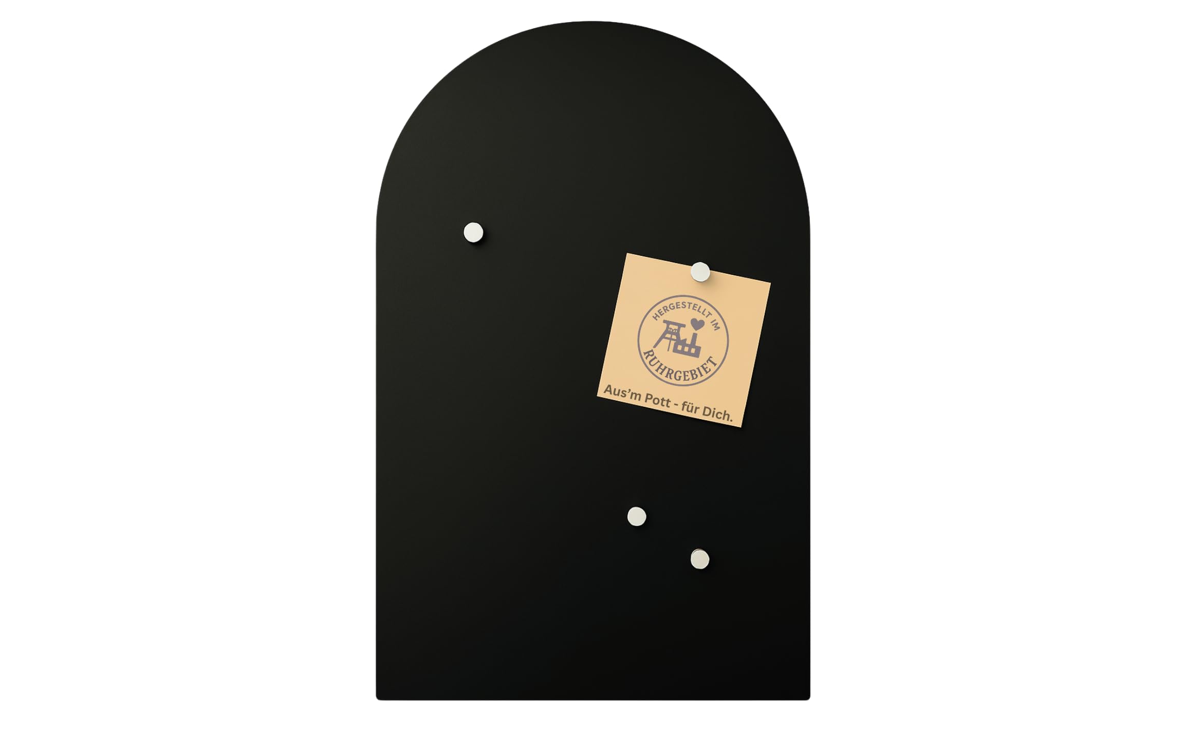 BEHE Metall Magnettafel Modern,40 x 60 cm, MetalBoard Memoboard für alle Magnete, Magnetpinnwand für Notizen & Fotos - Made in Germany (Rundbogen, schwarz)