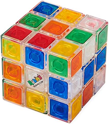 Rubikâ€™s Crystal, New Transparent 3x3 Cube Classic Color-Matching Problem-Solving Brain Teaser Puzzle Game Toy, for Kids and Adults Aged 8 and Up