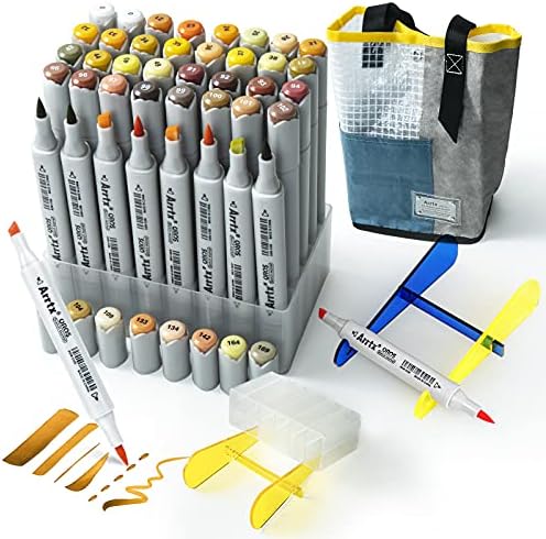 40 Colours Alcohol Markers Set, Arrtx Oros Brush & Chisel Tips Sketch Art Marker Pens for Kids, Artist, Students, Brush Markers for Sketching, Coloring, Calligraphy, Drawing and Illustration.