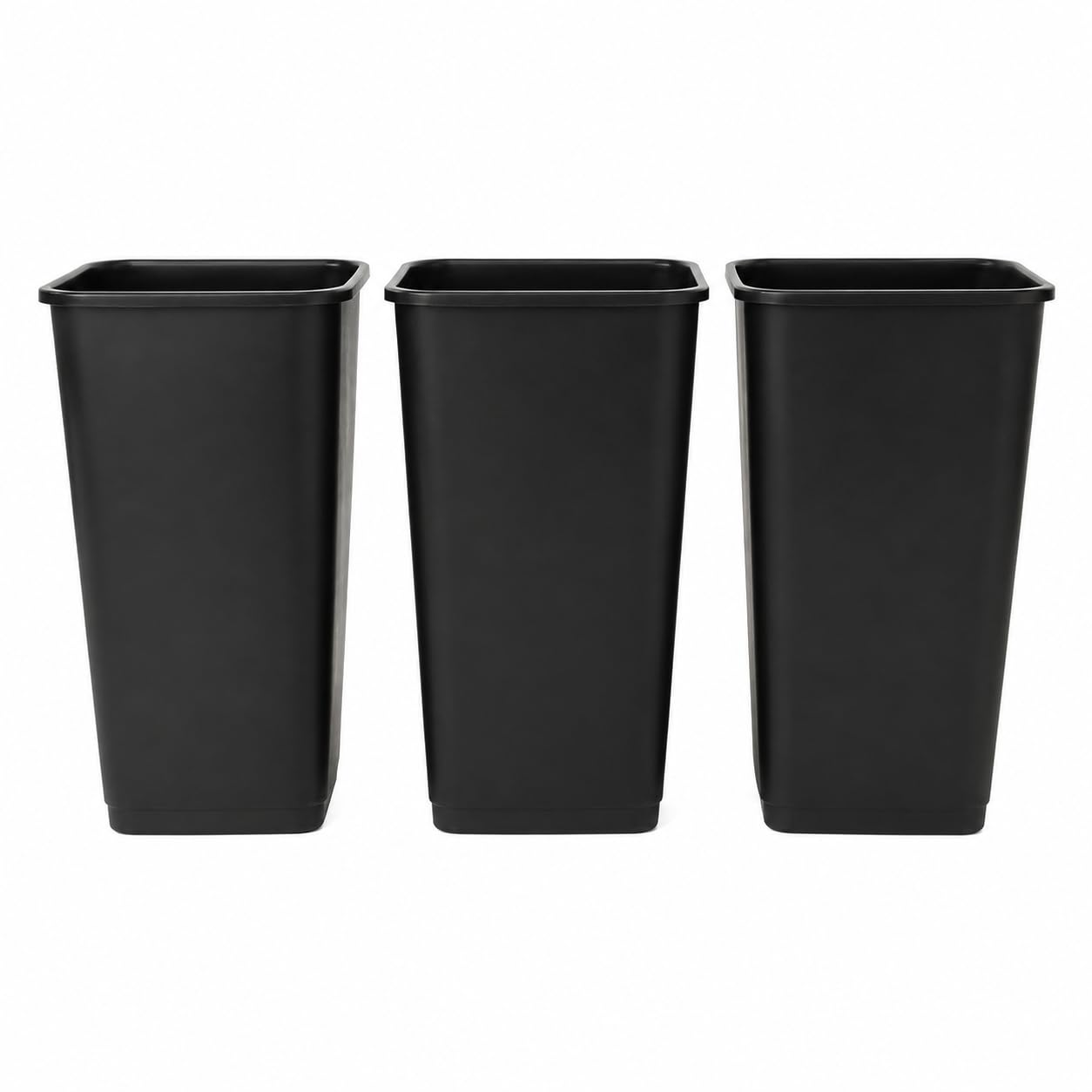 Catergold Plastic Waste Bin 35L Black Open-Top Perfect for House, Office, Laundry Room, Classroom Heavy Duty Set Of 3