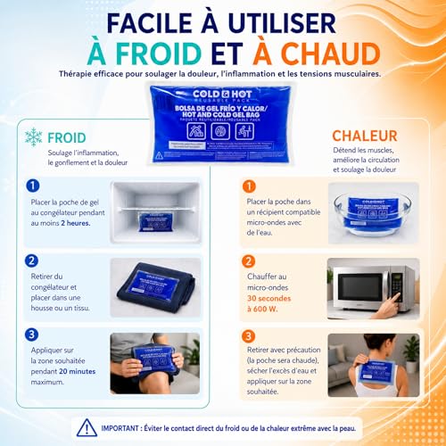 SURGICALMED - Poche de Gel Chaud Froid réutilisable (26 x 15 cm) - Poche de Glace Multifonction - Idéale pour Thérapies, Douleurs Musculaires et Fièvre - Convient pour Réfrigérateur et Micro-ondes – vue 3
