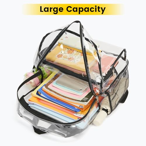 Image of Vorspack Clear Backpack for Girls and Boys, Large Clear Bookbag | Lightweight See Through Backpacks for School, Reinforced Straps, Heavy Duty Transparent Clear Bag for Work Travel Festival