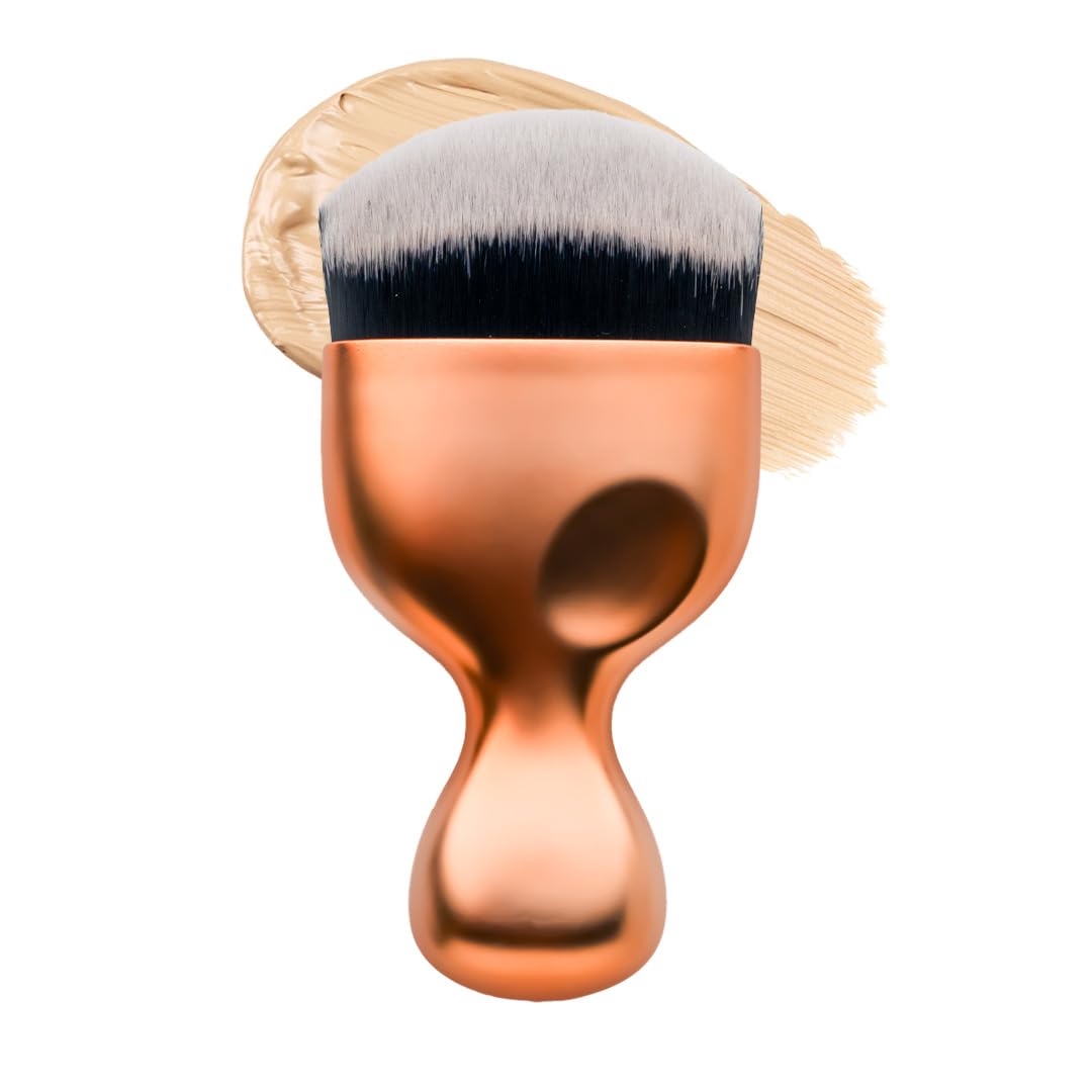 Gleva Flat Top Kabuki Brush With Handle, Foundation Makeup Brush, Face Blush Liquid Foundation Blending, Buffing Cream, Bronzer, Buff, Flawless Powder, Face & Body Portable Cosmetics Tool (Bronze)-image-17