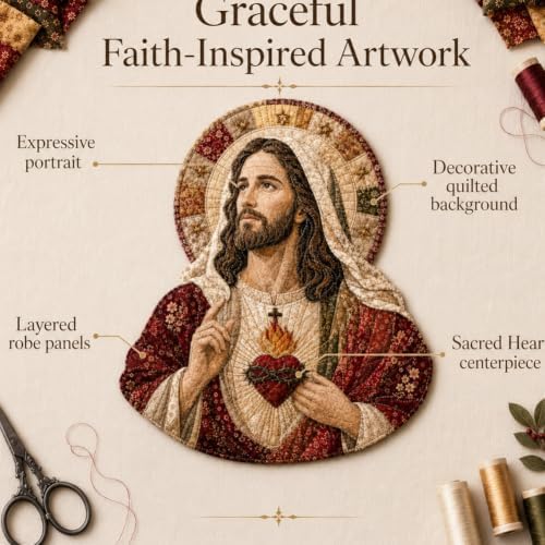 JMHKKUJ Handmade Patchwork Jesus DIY Kit, Figures Fabric Craft Set - 4