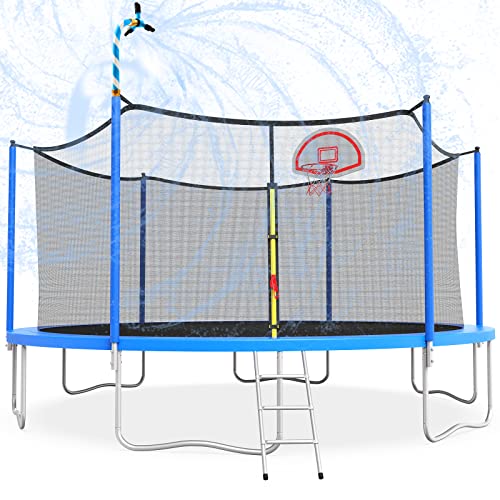 Tatub 16 Ft Trampoline with Enclosure Net, Basketball Hoop - High Weight Capacity Big Outdoor Trampoline for Kids and Adults (Sky Blue) Tatub 16 Ft Trampoline with Enclosure Net, Basketball Hoop - High Weight Capacity Big Outdoor Trampoline for Kids and Adults (Sky Blue)