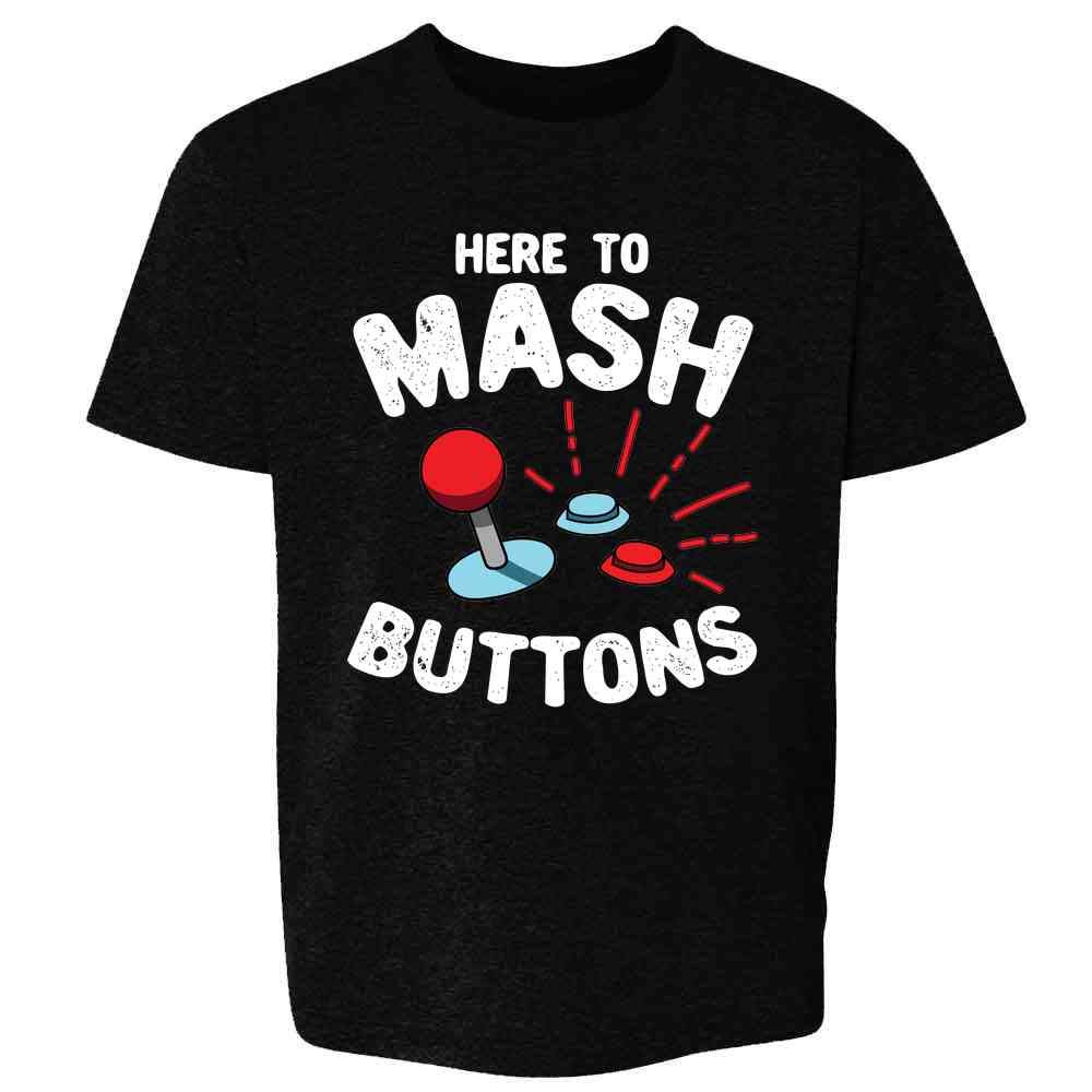 Pop Threads Here to Mash Buttons Gamer Video Games Baby Toddler Kids Girl Boy T-Shirt