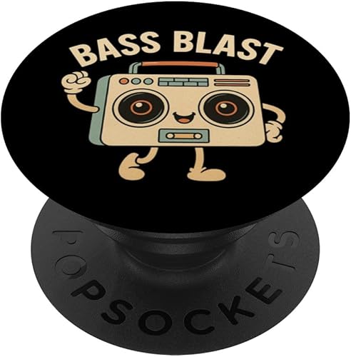 Bass Blast. Retro Boombox Style, Vintage. PopSockets Adhesive PopGrip