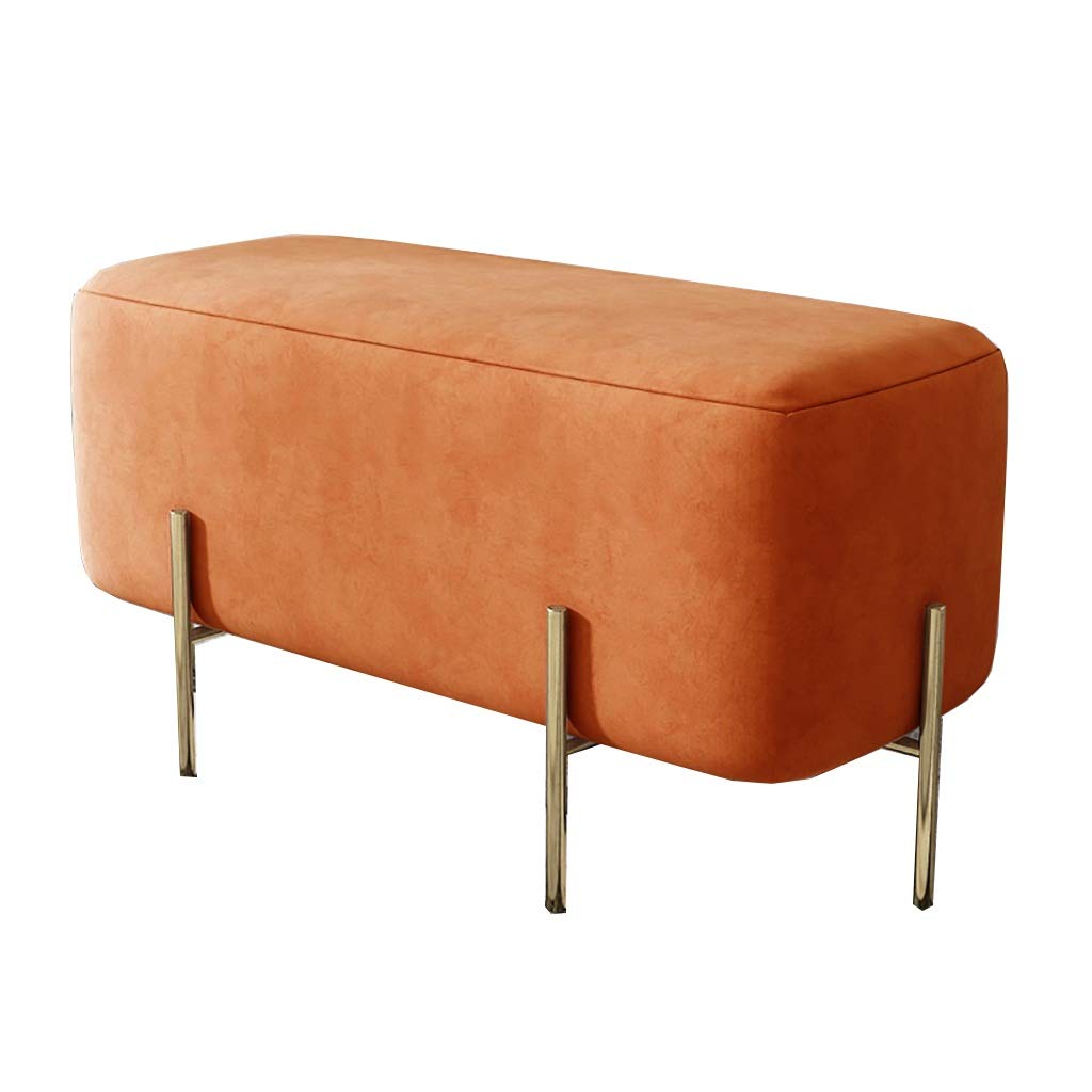 Banc à chaussures en métal doré et tabouret long d'entrée pour magasin