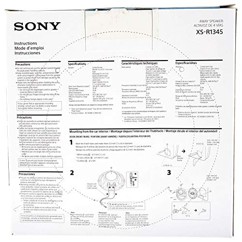 Sony Xs-R1345 5-1/4" 4-Way 220 Watt Car Speaker (Pair) 5.25" Stereo Speakers Xs-R1346 (Renewed) #TOP3