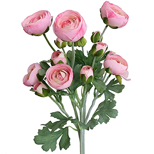 Artificial Ranunculus Flowers With Real Touch Stem Spray For Home Garden Decoration (Light Pink) #TOP2