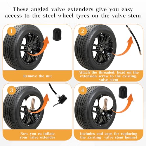 image for Ptwola 2 Pcs Tire Valve Extension 8.25 Inch Flexible Tire Stem Adapter