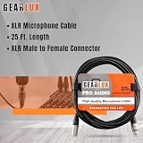Gearlux paquetes de 25 pies Cable de micrófono XLR – macho a hembra