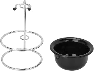 Kit de barbear para homens, conjunto de pincéis de barbear masculinos com suporte de escova de barbear de aço inoxidável caneca de tigela de barbear, suporte de escova de barbear e conjunto de caneca de tigela de sabão conjunto de presente de cuidados para homens