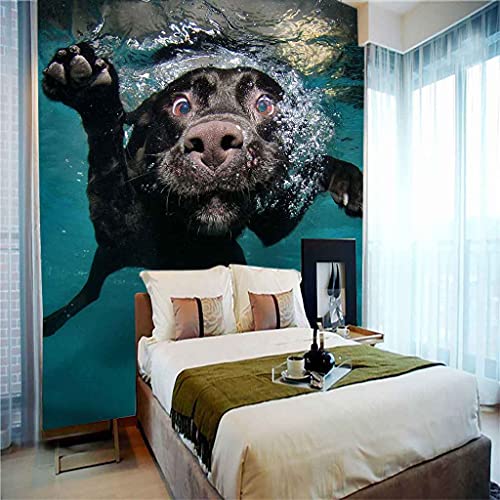 Papier peint panoramique 3D chiot animal aquatique poster mural 250x175