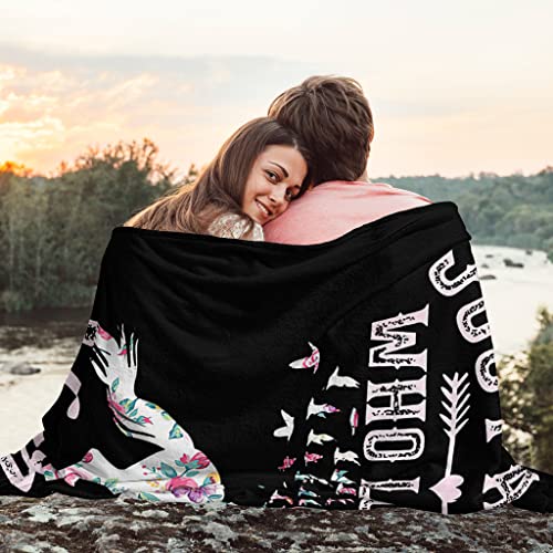 Citari Just A Girl Who Loves Horses Blanket Horse Flower Throw Blanket For Girls Super Soft Warm Cozy Fleece Plush Bedding ​Blanket Horse Gifts For Women Kids Adults Couch Sofa 40"X50" #TOP6