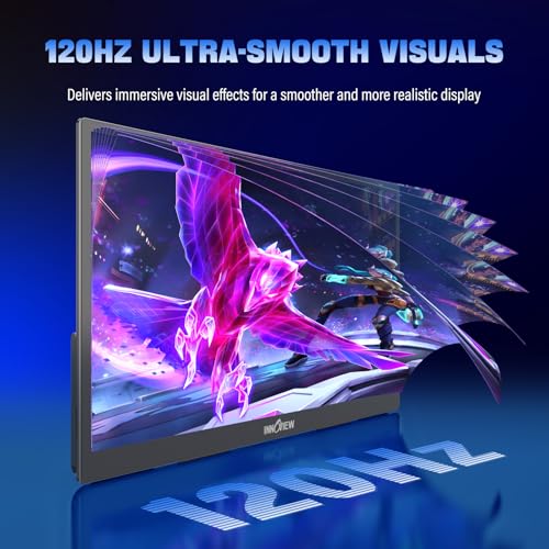 Image of InnoView 2K Portable Monitor for Laptop 18.5 inch 2560x1440p QHD 120Hz 100% sRGB USB-C Standard HDMI Gaming Monitor,HDR Travel External Second Screen for Laptop, PC, Game Consoles