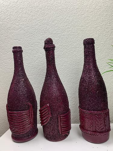 Exquisite Handcrafted Burgundy Decorative Bottle Set - Elegant Home Accents for Stylish Decor - Image 3