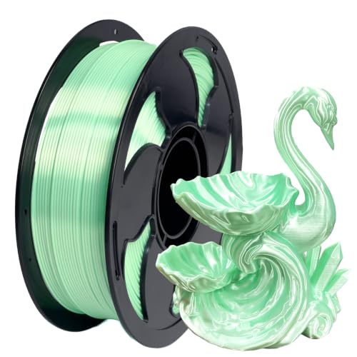 Image of Silk Mint Green PLA 1.75mm 1kg Shiny Smooth Gloss 3D Filament FDM AMS | Light Color Cyan High gloss Silk finish metallic Mint Green Low warping 1kg spool 2.2lb Shiny surface for Printer Bambu Prusa