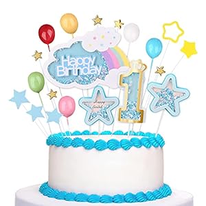 1 Geburtstag Tortendeko Junge , 1st Geburtstag Kuchendekoration Kuchendeko, Blau Sterne Cake Topper, Geeignet Für…