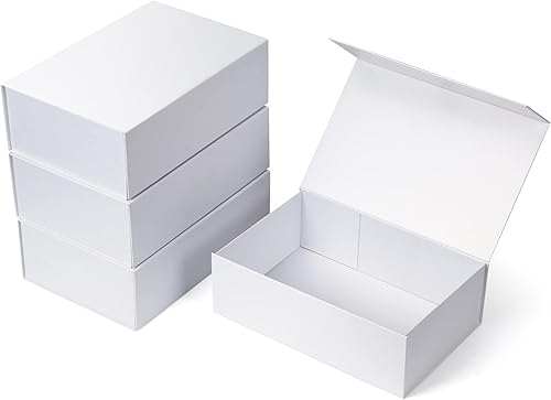 Miniatura 46 de Paquete de 4 Cajas de Regalo de 12x6x4 Pulgadas con Tapas de Cierre Magnético, Caja Negra Magnética para Boda, Propuesta de Padrinos y Damas