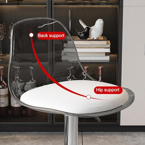 Set de 2 Butacos Modernos de Acrílico Transparente Cxlly con Asiento Tapizado en Cuero PU, Altura Ajustable y Giro 360° miniatura 3