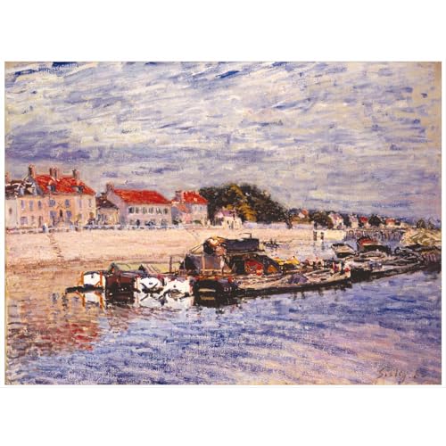 Toile enroulée Alfred Sisley Barges sur le Loing grand format 101x127 cm