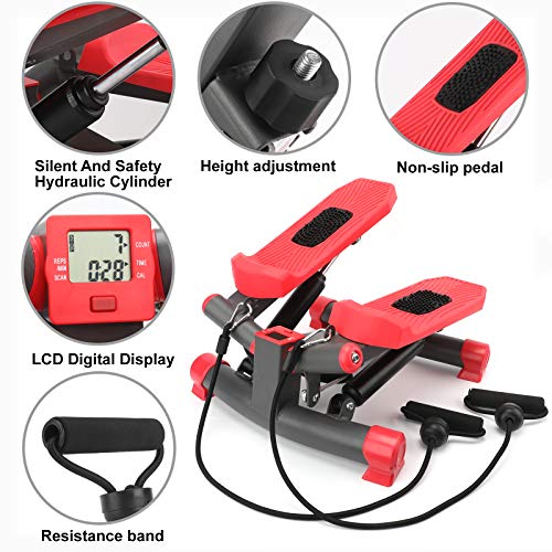 TOLOCO Stepper with Resistance Bands,Adjustable Mini Steppers for Exercise, Stair Stepping Fitness Equipment for Indoor