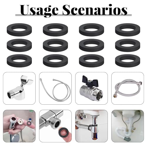30 Pack Shower Hose Washers, 1/2 Inch Rubber Hose Washer, Tap Sealing O Ring Gasket for Seals Repair Faucet Shower Head
