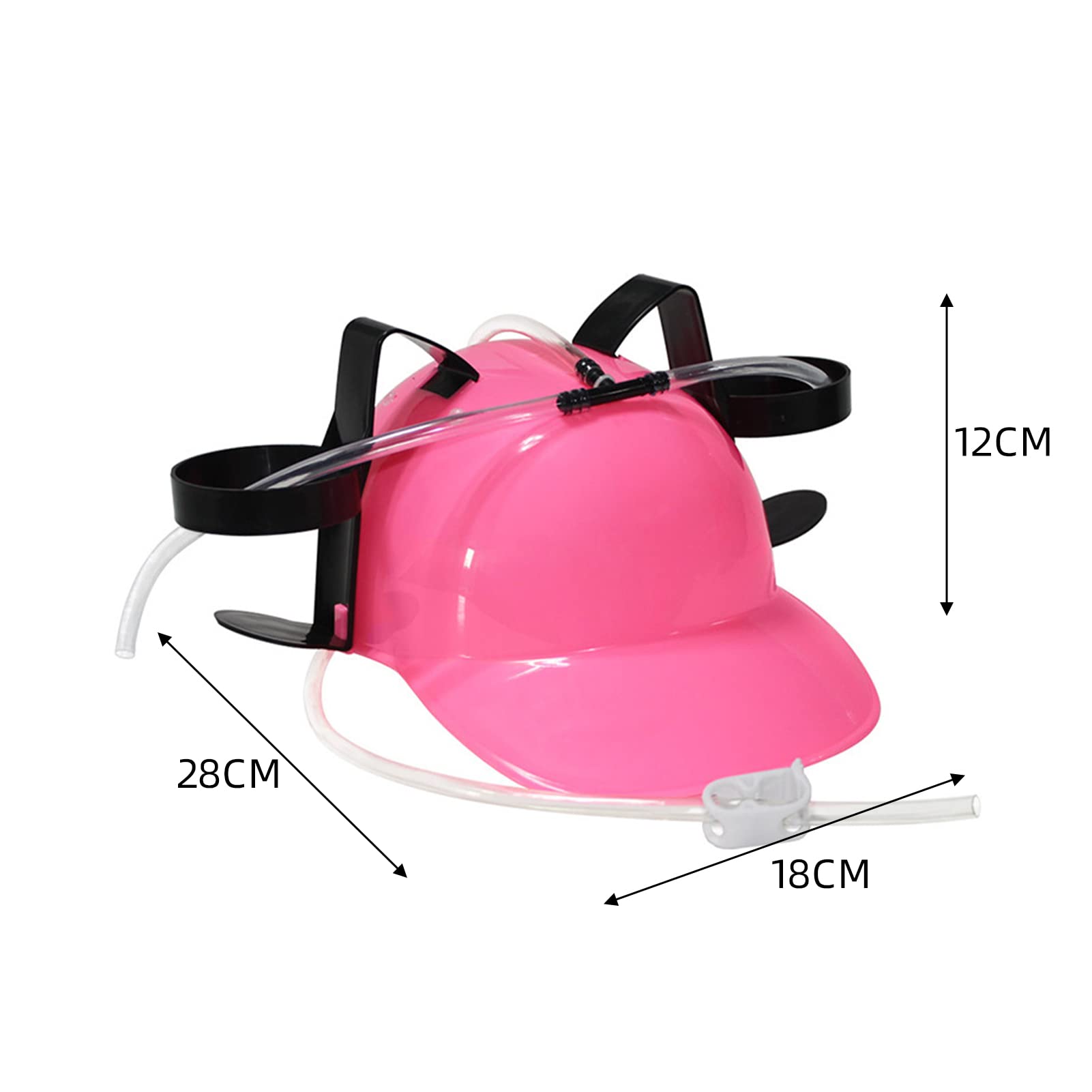 Jauhmui Casque de fête à bière, casque avec tuyau, casque de construction, porte-gobelet, porte-bière, avec 2 porte-canettes et tuyau d'hydratation, article de fête amusant, unisexe, cadeau pour la