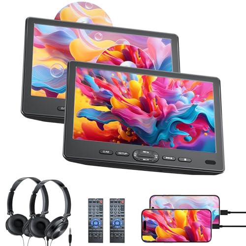 Image of 10.6" Car DVD Player- FELEMAN Dual Portable DVD Player for Car with Suction-Type Disc in, Headrest DVD Player Play a Same or Two Different Movies, Support 1080P Video,USB,HDMI IN,AV In/Out, All Region