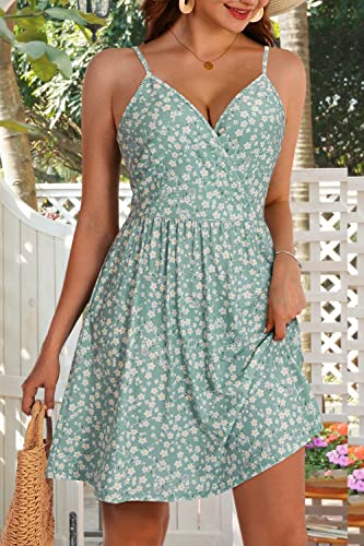 Image of STYLEWORD Womens Sundress Summer Floral Wrap V Neck Backless A-Line Casual Beach Midi Dress