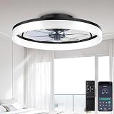 DWDVBL 50CM Modern Ceiling Fans with Lights Reversible Fans with Remote Smart Lighting Timing 6 Speeds Low Profile Ceiling Fan with Light Dimmable LED Fan Light Flush Mount for Bedroom - 1