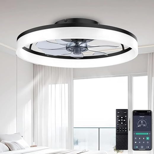 DWDVBL Modernos Ventilador de techo con luz silencioso 48W 220V Ventilador techo con luz y mando a distancia LED Regulable Dormitorio Cocina 6 Velocidades