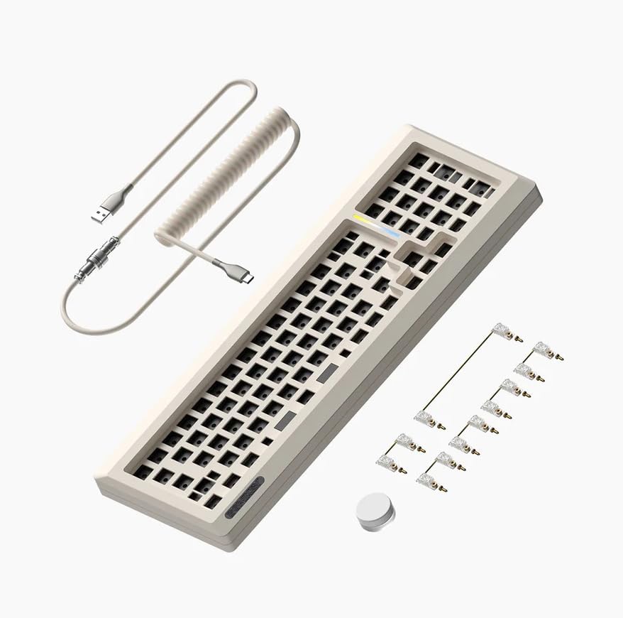 - Glacier Domikey Laby81, Layout Wireless/Wired, Detachable USB-C, Hot Swappable, DIY Keyboard Kit with CNC Aluminum Case and RGB Lighting, Free Aviator Cable & Puller Included (Retro White, Laby81)