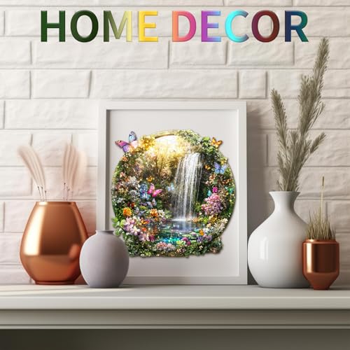 KaayeeWood Wooden Puzzles for Adults, Butterflies and Waterfalls Jigsaw Puzzles, 104 Piece Unique Shaped Puzzle, 3D Visual Landscape Shape Puzzle, Gifts for Adults,Wall Decor(8.5 * 8.2 in) - Image 6