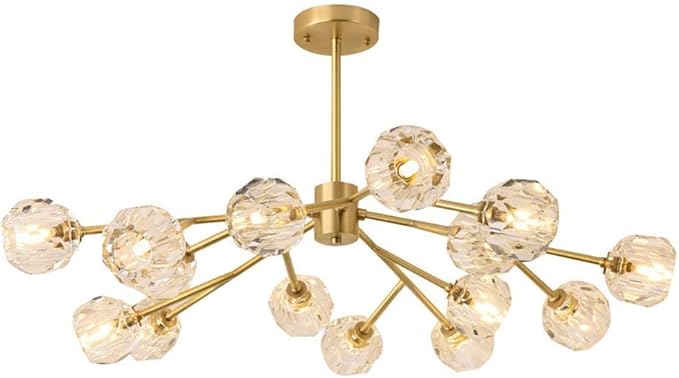 OZZKI Hanglamp Modern koperen metaal kroonluchter industriële kristallen lampenkap sputnik dimable g9 hanger lamp kamers lobby minimalistische vintage plafondlamp Inbouwarmatuur