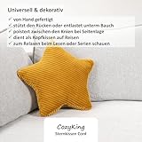 CozyKing Sternkissen Cord Gold Deko-Kissen Breitcord Kuschelkissen Stern Öko-Tex 100 Zertifiziert und 40°C waschbar - Sternenkissen für Sofa, Wohnzimmer oder Kinder-Zimmer - 38x38x14 cm