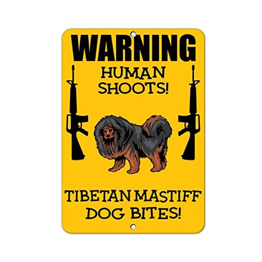 Tibetan Mastiff Dog Human Shoots Fun Novelty SignVinyl Sticker Decal 8"