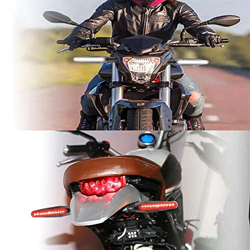 Riloer 4pcs Motorcycle Flowing Turn Signal Light LED Indicators Lights Blinker Side-glowing Flowing Water Turn Signal DRL Brake Light for Motorcycle Off-road Vehicles