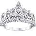 Guliette Verona Rhodium-Plated Sterling Silver Princess Crown Ring