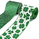 ☘【Style】: These St. Patrick's Day ribbons are designed with exquisite patterns, including glitter green ribbon, and white burlap ribbon with four-leaf clovers pattern. These Irish themed craft ribbons are brightly colored and can make your party full...