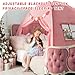 Razee Full Size Bed Canopy for Kids, Girls Bed Tent Dream Privacy Playhouse Floor Sleeping Tents Indoor, Toddler Under Bunk Bed Pink Tent with Pennant Banners, Kid House Toys for Birthday