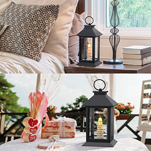 3 Pieces Sympathy Gift Funeral Cardinal Lantern Memorial Gifts Memorial Lantern with Flickering Led Candle Black Bereavement Gifts in Memory of Loved One Gifts for Loss Mom Mother Dad Father Husband - Thumbnail 4
