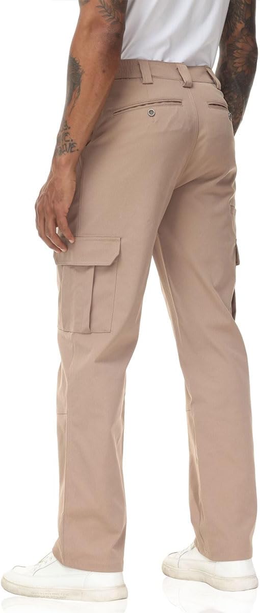 Soojun Men's Elastic Waist Relaxed Fit Stretch Cargo Pant - Image 3