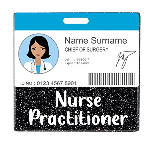 Plifal Nurse Practitioner Badge Buddy Card Nurse Nursing Accessories Glitter Black Horizontal Badge Identification Tags by Plifal - Used condition - Image 2