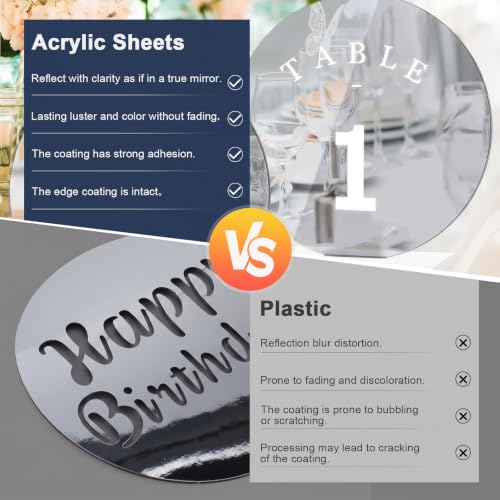 Image of KINLINK 12x16 Plexiglass Sheets 1 /8 inch Thick - 3mm Silver Mirror Cast Acrylic Sheet, Plastic Board Polycarbonate Sheet for DIY Project, Craft, Wall Mirror, Acrylic Sign and Wedding Invitation 2 Pack